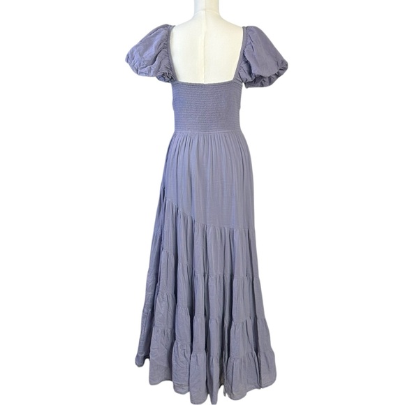 Free People Dainty Ethereal Sundrenched Short Sleeve Maxi Size Large Periwinkle - Picture 10 of 16